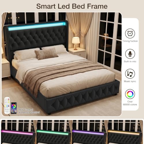 Queen Size Bed Frame, 4 Storage Drawers, Charging Station - Image 4