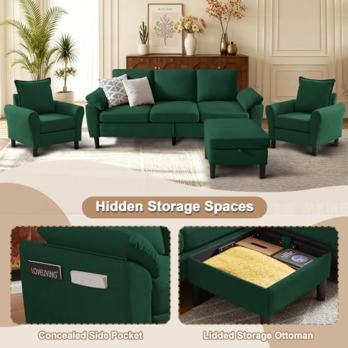 4 Pieces Sectional Couches, Sofa Set and 2 Accent Chairs - Image 3