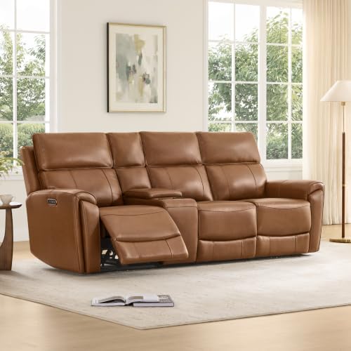 CHITA Genuine Leather Power Reclining Sofa, Recliner by Unknown