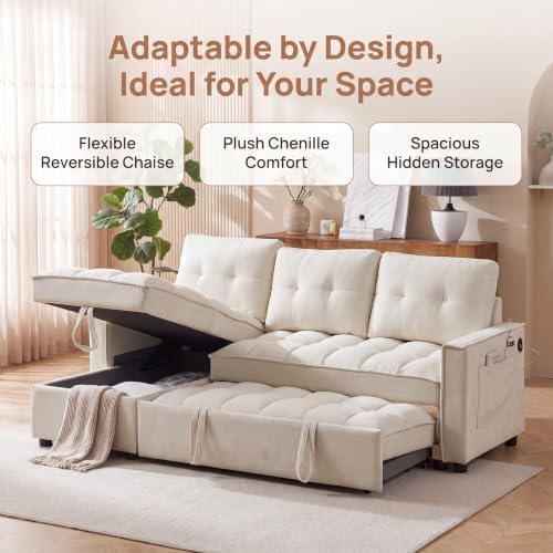 71" L Shaped Queen Pull Out Sofa Bed - Image 4