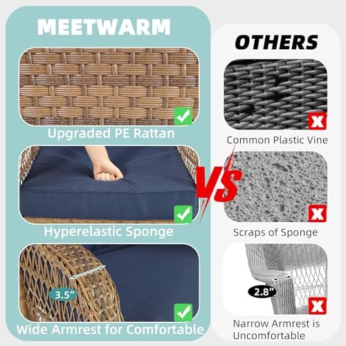 MEETWARM Outdoor Wicker Rocking Chair, Rattan Patio Rocker Chairs - Image 2
