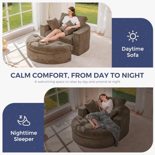 MAXYOYO Oversized Round Chaise Lounge Sofa, Boneless Chair - Image 7