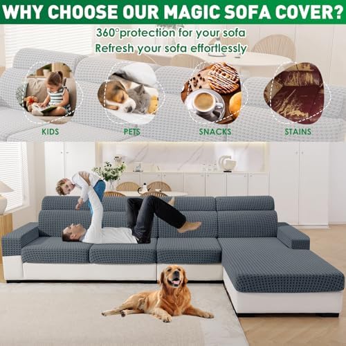 MAXIJIN Couch Cushion Covers for Sectional Sofa, Stretch Sofa Cushion Cover - Image 6