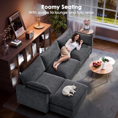 Marsail 5-Seat Modular Sectional Sofa, U-Shaped Cloud Couch, Slate Gray - Image 5