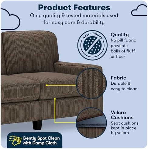Serta Palisades 61" Track Arm Sofa, Easy Care Polyester, Soft Pillow Back - Image 3
