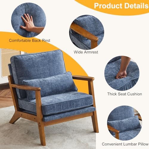 Karl home Mid-Century Lounge Accent Chair, Dusty-Blue - Image 3