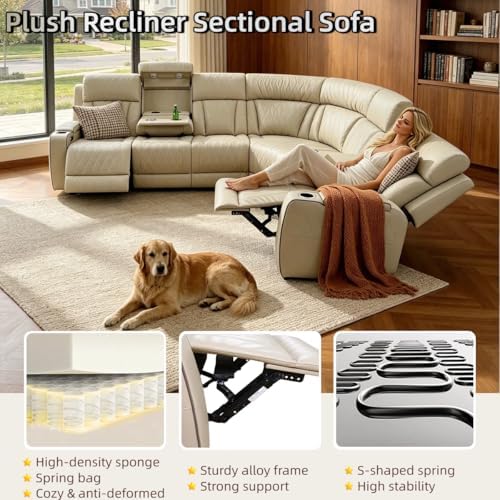 Leather Power Reclining Sectional Sofa Set, Sectional Couch - Image 6