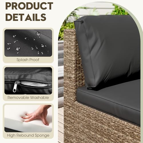 LHBcraft 7 Piece Outside Sectional Furniture Set, All Weather Wicker Patio Sofa - Image 2