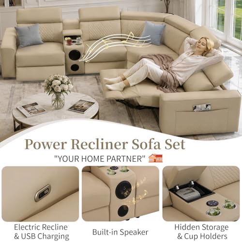 Leather Power Reclining Sectional Sofa - Image 4