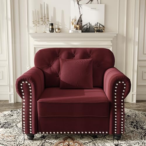 KEIKI 41" Velvet Chesterfield Sofa by KEIKI