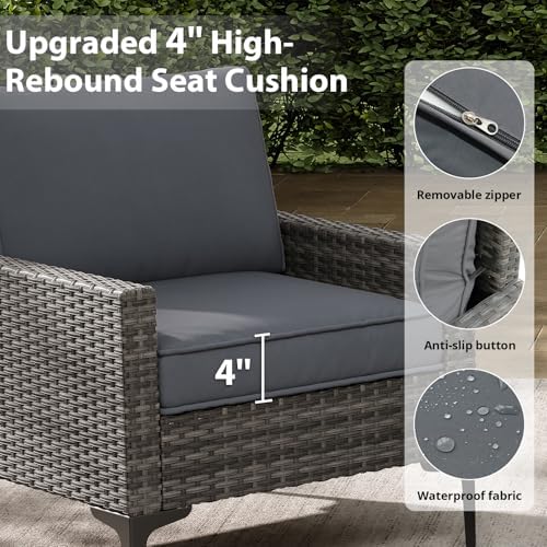2 Piece Outdoor Single Chairs, All-Weather Wicker Patio Sofa Set - Image 4