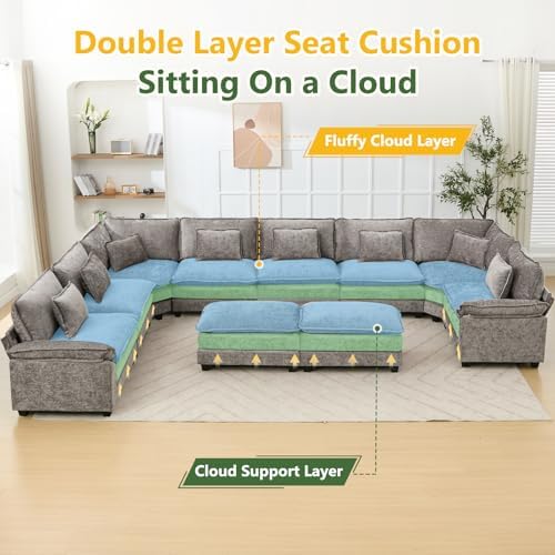 Oversized Modular Sectional Sofa Set, Convertible Deep Seat Cloud Couch - Image 3