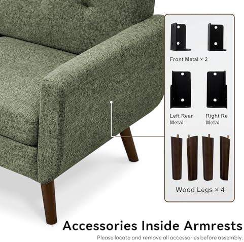 Tbfit Mid Century Modern Sofa Couch, Loveseat & Standard Sofa - Image 6