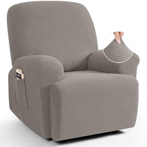 TAOCOCO Stretch Recliner Chair Covers 4 Piece, Pale Brown by TAOCOCO