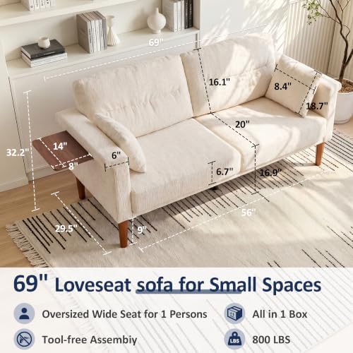Vipbear 69" Loveseat Sofa, Modern Couches - Image 2