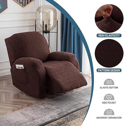 4 Pieces Recliner Cover Stretch Sofa Slipcover, Sofa Couch Cover - Image 2