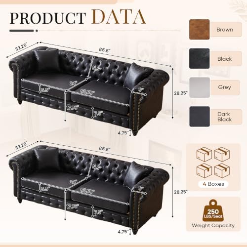 2 Piece Mid Century Modern Chesterfield Sofa Set - Image 2