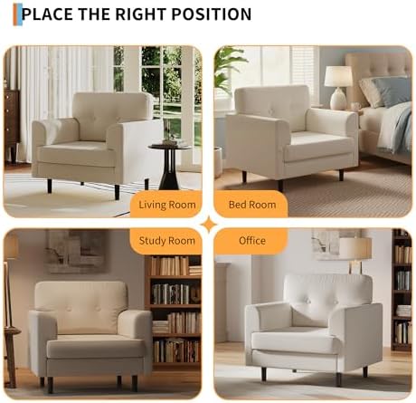 Garvee 38" Wide Armrest Accent Chair, Linen Upholstered Reading & Lounge Chair - Image 6