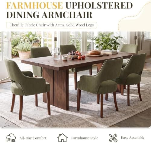 Chenille Upholstered Dining Chairs Set of 6 - Image 5