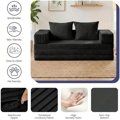 Convertible Sofa Bed, 4-in-1 Boneless Loveseat - Image 4