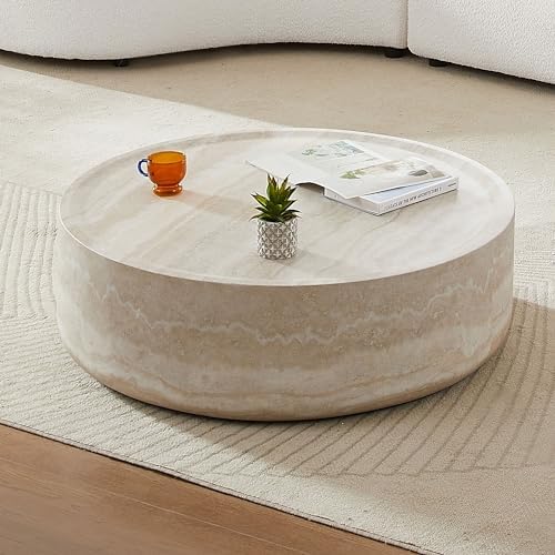 JUSTONE 31.49" Round Coffee Table, No Assembly Required，Modern Marble Faux - Image 5