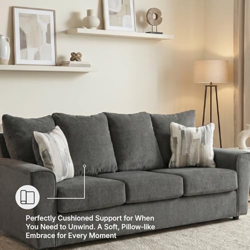 Signature Design by Ashley Gray Chenille Sofa, Easy Assembly - Image 5