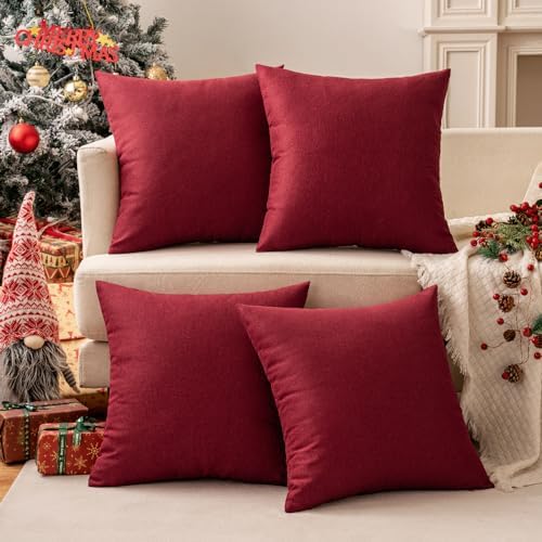 MIULEE Decorative Outdoor Pillow Covers Christmas 20x20 Wine Red - Image 7