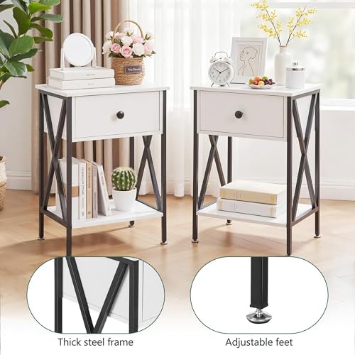 VECELO Nightstands Set of 2, Modern Bedside End Tables, Night Stands - Image 7