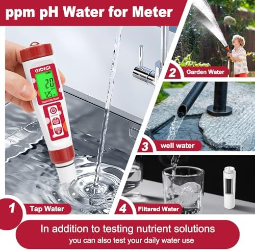 pH Meter for Water, 4 in 1 EC PPM Temp pH Tester for Hydroponic - Image 6