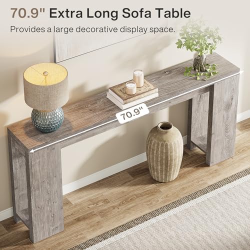 Tribesigns 70.9-Inch Extra Long Console Table, Farmhouse Wood Sofa Table Behind - Image 6
