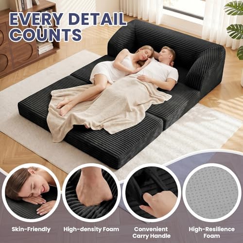 JUIKURY Convertible Sofa Bed, 3-in-1 Foldable Loveseat Couch - Image 4
