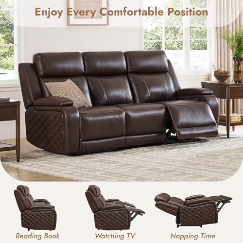Watson & Whitely Genuine Leather Zero Gravity Power Reclining Sofa - Image 7