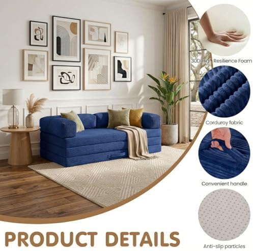Convertible Sofa Bed Queen, 5-in-1 Boneless Couch - Image 5