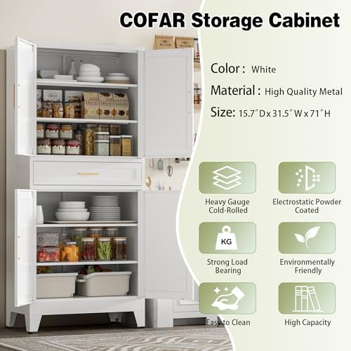 COFaR 71" Tall Kitchen Pantry, Farmhouse Storage Cabinet - Image 5