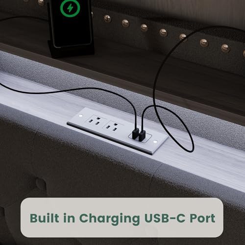 LARMACE Queen Bed Frame with 4 Storage Drawers, LED & USB-C Charging - Image 4