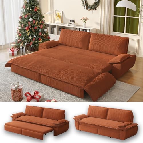 73.2" Sleeper Sofa Bed Queen Size, 3in1 Convertible Corduroy Couch by UPYOOE