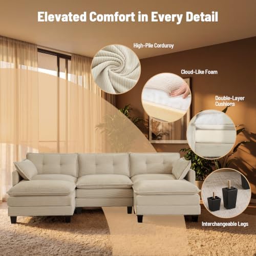 Amsleekey 111.5" U Shaped Modular Sectional Sofa - Image 3