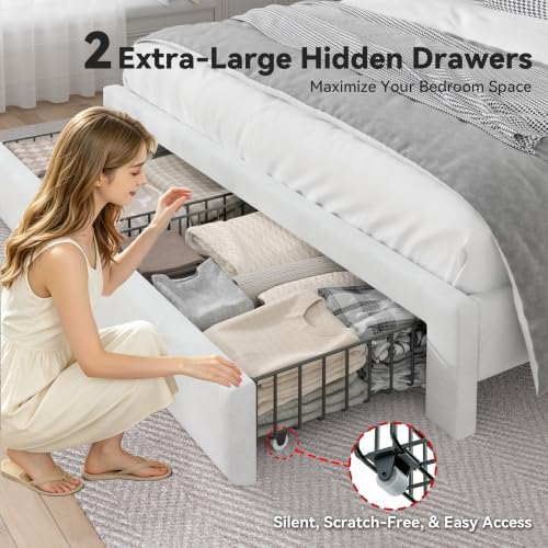 FreeHouse Queen Bed Frame with 2-Tier Storage Headboard & 4 Drawers - Image 3