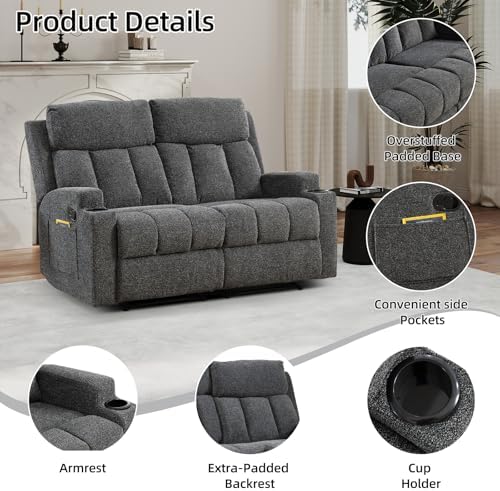 CANMOV Manual Recliner Sofa Set, Fabric Recliner Living Room Furniture Sets - Image 6