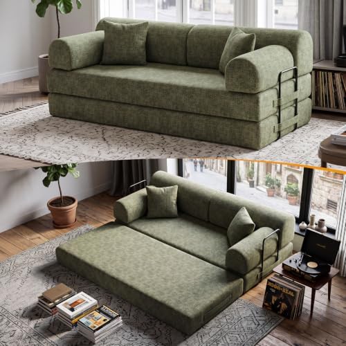 78.8" Convertible Sofa Bed, High Back Boneless Couch by NNQComfyHome