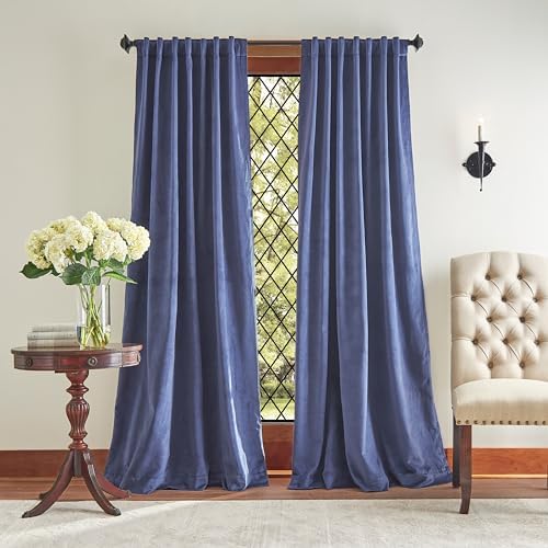 Martha Stewart Lucca Velvet Blackout Back Tab Window Curtain Panel Pair by MarthaStewart