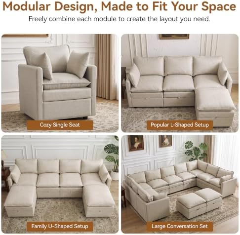 105" Beige Faux Leather Storage 4 Seater Sofa - Image 6
