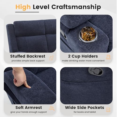 3 Seater Recliner Sofa with Console, RV Loveseat Reclining Couch with Drop Down - Image 5
