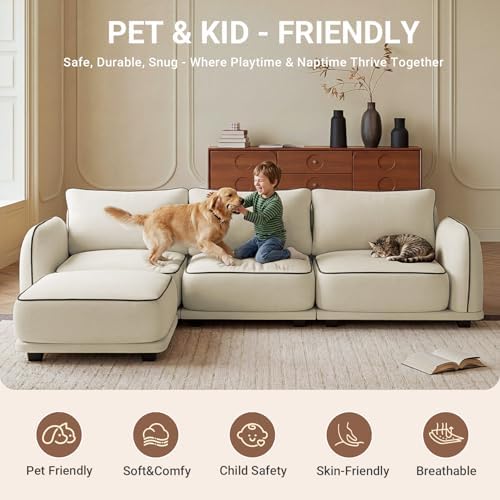 104 Inch L Shaped Modular Sectional Sofa, 4 Seater Modern Cloud Chenille Comfy - Image 4