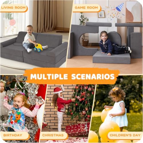 Toddler Couch, 12-Piece Modular Kids Play Couch - Image 7