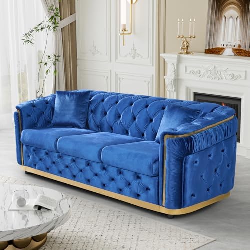 84.6" Velvet Chesterfield Sofa by DAMAIFROMFURNITURE