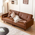 86.6" Mid Century Modern Leather Sofa by ATJafurnFurniture