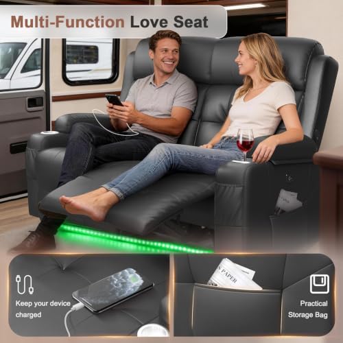 Reclining Loveseat Sofa, RV Loveseats Recliner Sofas Wall Hugger, Double - Image 6