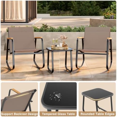 Ahomly 3-Piece Outdoor Rocking Bistro Set, Patio Furniture Set - Image 5