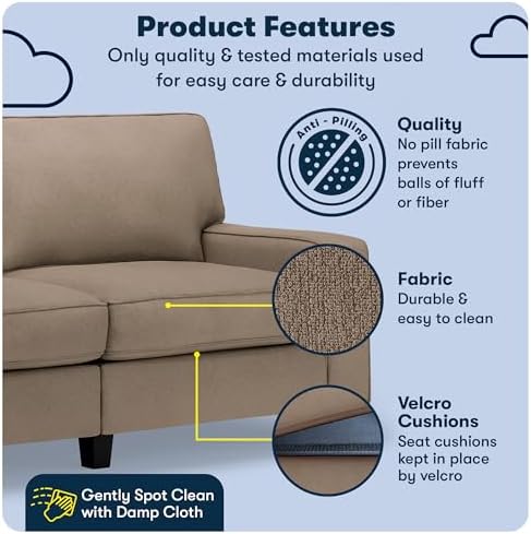 Serta Palisades 73" Track Arm Sofa, Easy Care Polyester, Soft Pillow Back - Image 3